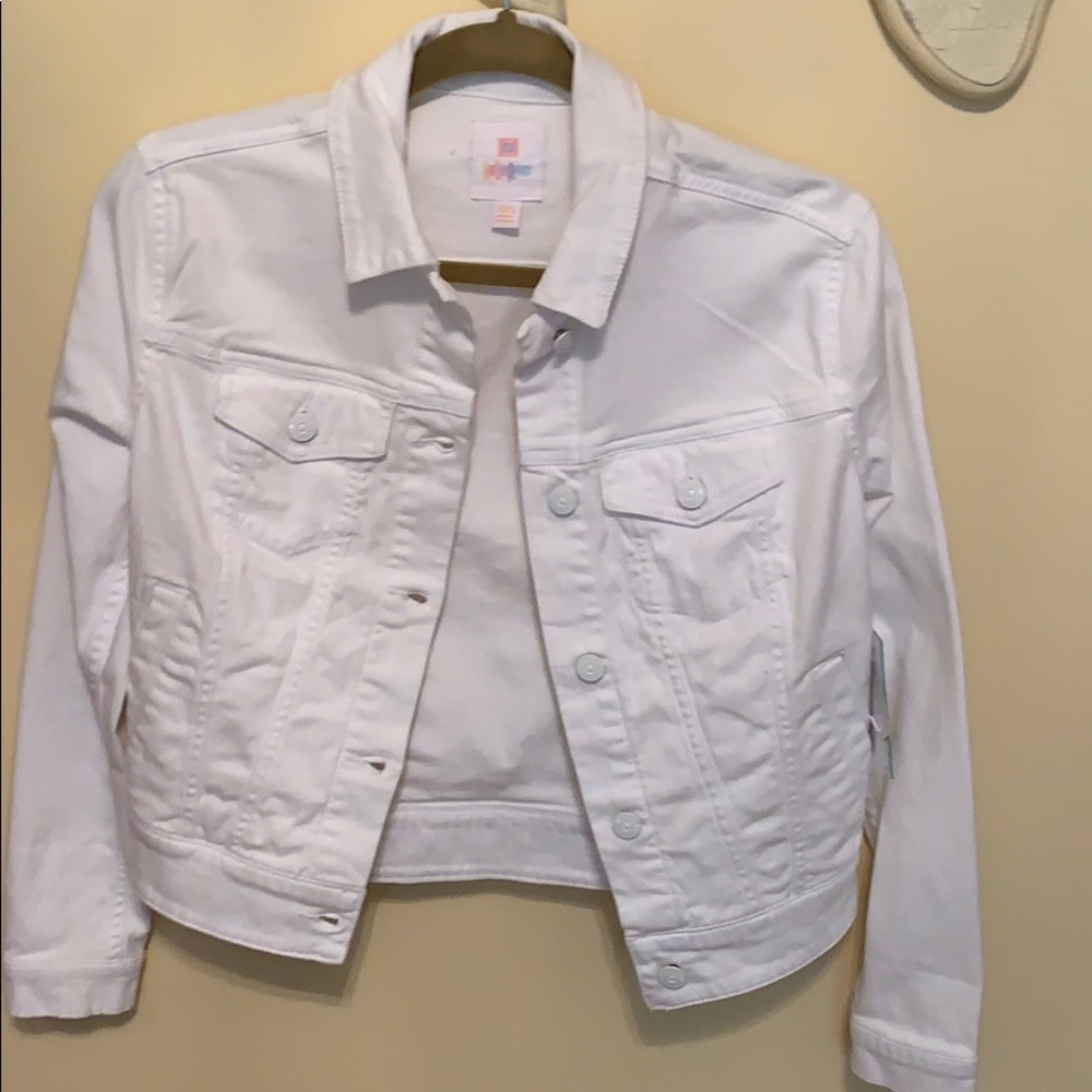 LuLaRoe white denim Harvey jacket NWT xxs